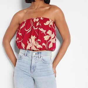 Express Women's Floral Print Banded Bottom Tube Top - XL